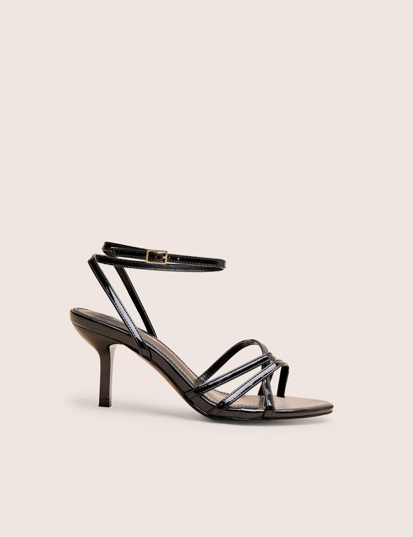 Juliette Black Minimal Strap Detail Kitten Heels