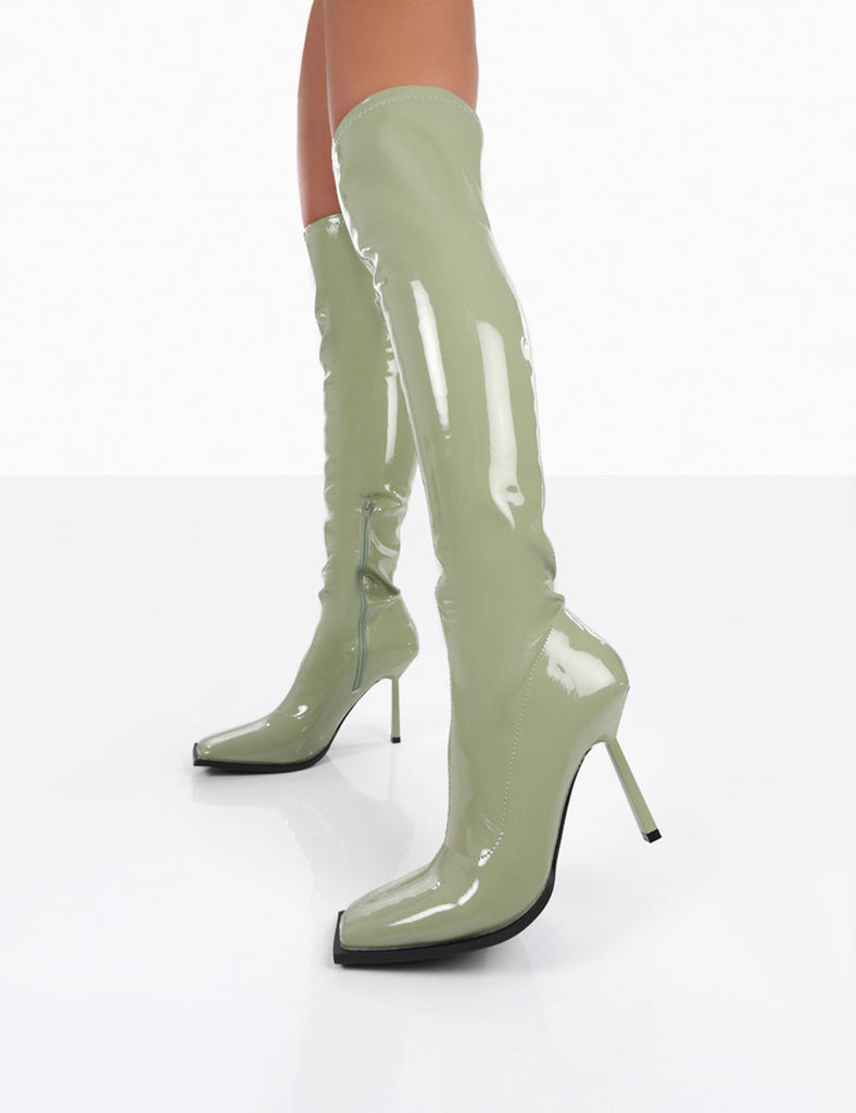 Green sale thigh boots