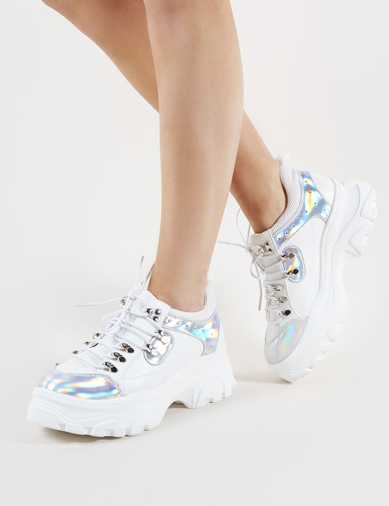 Public desire biggie store white chunky sneakers