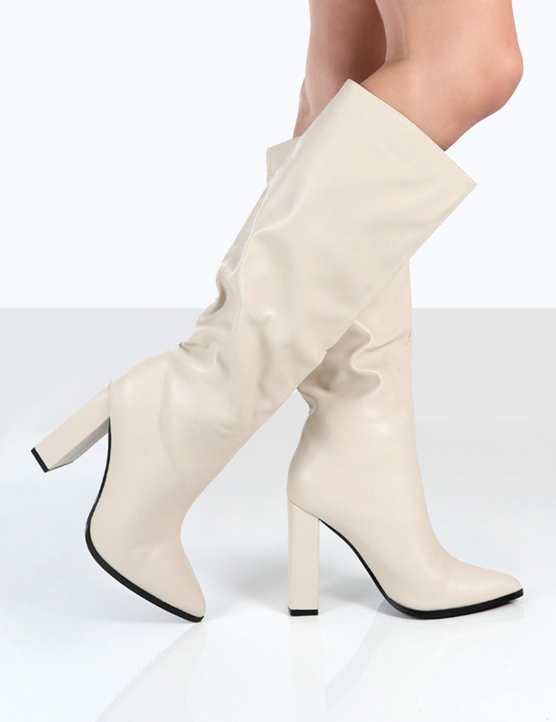 Posie Stone Pu Knee High Boots Public Desire – Public Desire AU