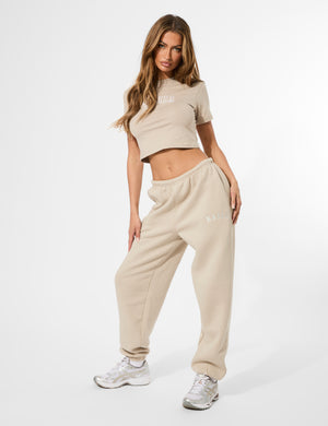 Kaiia Logo Cuffed Joggers Stone