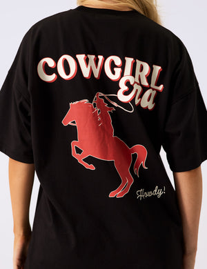 Kaiia Cowgirl Era Oversized T-Shirt Black