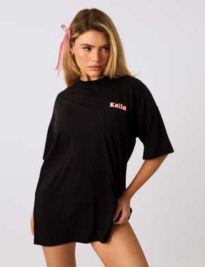 Kaiia Cowgirl Era Oversized T-Shirt Black