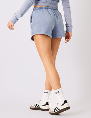 Kaiia Logo Mini Sweat Shorts Washed Blue