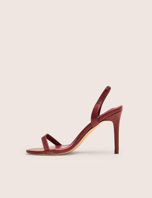 Barely Wide Fit Burgundy Pu Round Toe Slingback Stiletto Heels