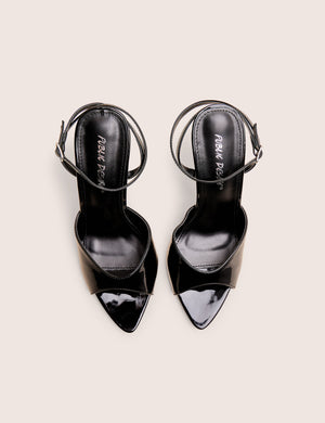 Caught on Black Peep Toe Curved High Heel