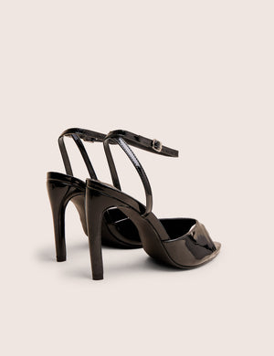 Caught on Black Peep Toe Curved High Heel