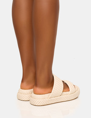 Cierra Cream Double Strap Patterned Platform Sandal