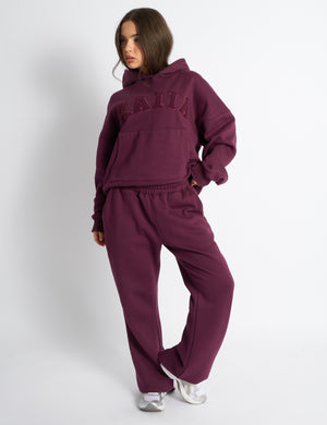 Kaiia Wide Leg Sweat Pants Deep Burgundy