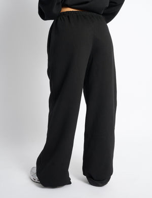 Kaiia Logo Wide Leg Joggers Black On Black