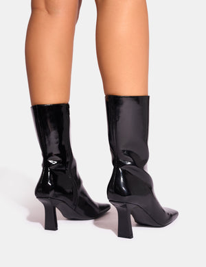 Fiction Black Square Toe Ankle Boots