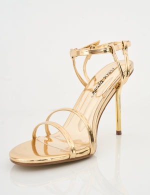 Idealist Gold Mirror Double Strap Barely There High Heels