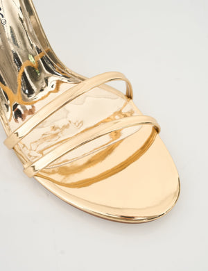 Idealist Gold Mirror Double Strap Barely There High Heels