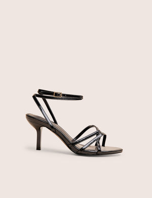 Juliette Black Minimal Strap Detail Kitten Heels