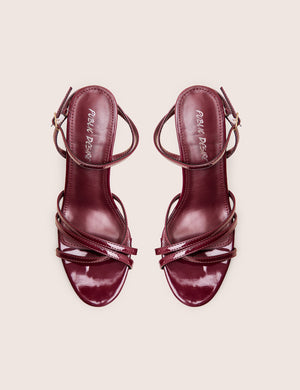 Juliette Burgundy Minimal Strap Detail Kitten Heels
