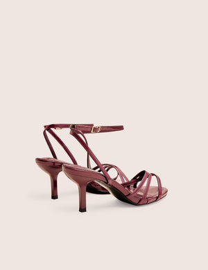 Juliette Burgundy Minimal Strap Detail Kitten Heels