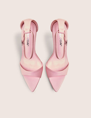 Kelisa Pink Pu Pointed Toe Barely There Stiletto High Heels