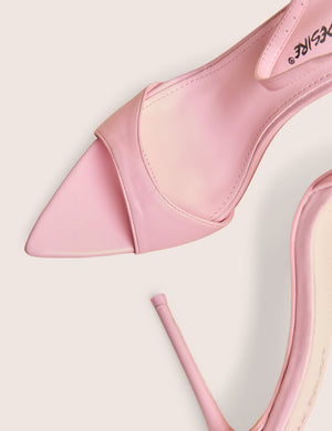 Kelisa Pink Pu Pointed Toe Barely There Stiletto High Heels