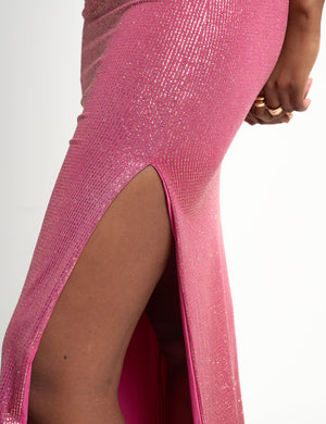 Sequin Maxi Skirt Hot Pink