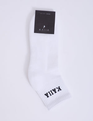 One Pair Kaiia Logo Socks White & Black