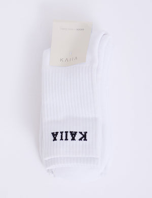 Pack of Three Kaiia Logo Longline Socks White & Black