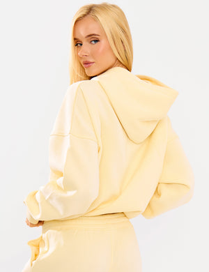 Kaiia Borg Slogan Oversized Hoodie Lemon