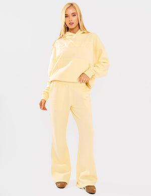 Kaiia Borg Slogan Oversized Hoodie Lemon