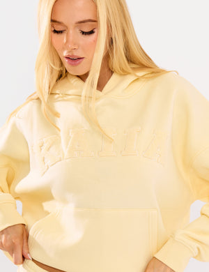 Kaiia Borg Slogan Oversized Hoodie Lemon
