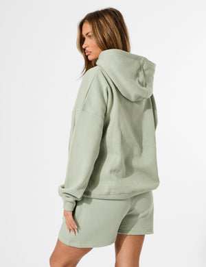 Kaiia Slogan Oversized Hoodie Sage Green