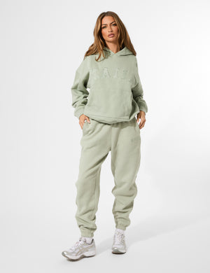 Kaiia Slogan Oversized Hoodie Sage Green