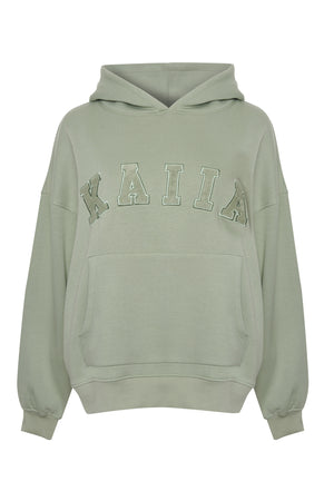 Kaiia Slogan Oversized Hoodie Sage Green