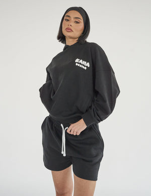 Kaiia Design Bubble Logo Oversized Hoodie Black