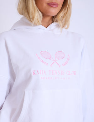 Kaiia Tennis Club Oversized Hoodie White & Baby Pink