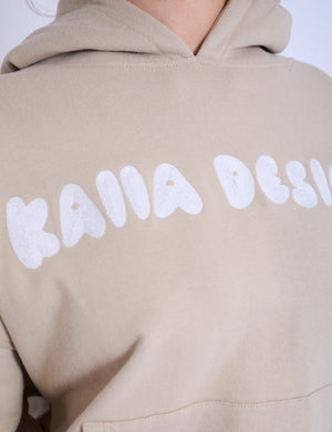 Kaiia Design Embroderied Bubble Print Hoodie Stone