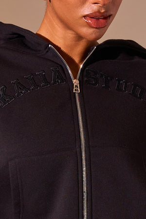 Kaiia Sport Logo Zip Through Hoodie Black