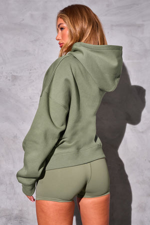 Kaiia Studio Logo Oversized Hoodie Khaki