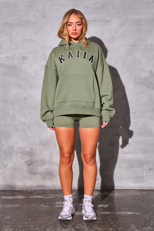 Kaiia Studio Logo Oversized Hoodie Khaki