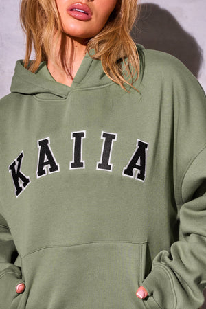 Kaiia Studio Logo Oversized Hoodie Khaki