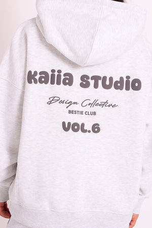 Kaiia Studio Bubble Logo Oversized Hoodie Grey Marl