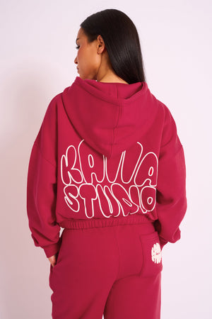 Kaiia Studio Bubble Logo Zip Through Hoodie Red