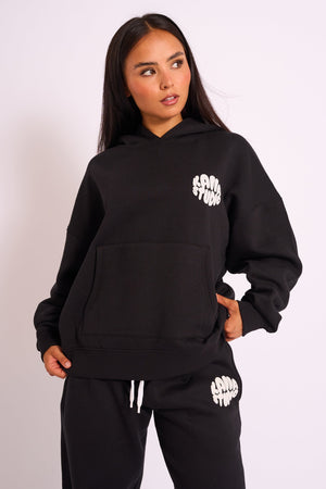 Kaiia Studio Bubble Logo Oversized Hoodie Black