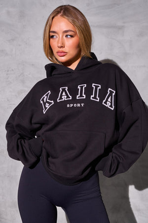 Kaiia Sport Logo Oversized Hoodie Black