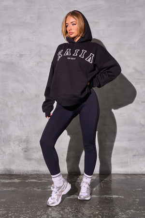 Kaiia Sport Logo Oversized Hoodie Black