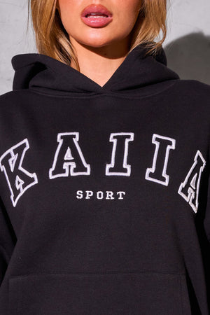 Kaiia Sport Logo Oversized Hoodie Black