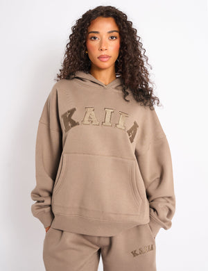 Kaiia Slogan Oversized Hoodie Latte