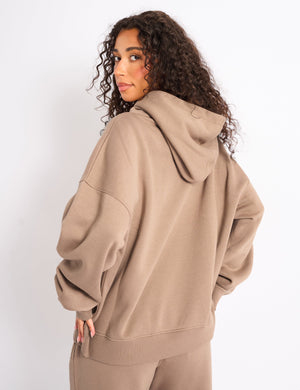 Kaiia Slogan Oversized Hoodie Latte