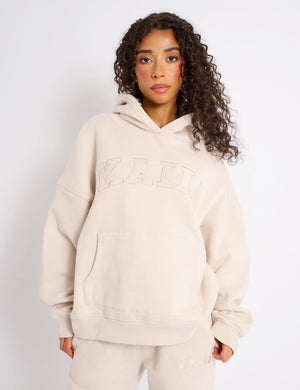 Kaiia Slogan Oversized Hoodie Cream