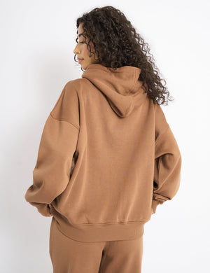 Kaiia Slogan Oversized Hoodie Gingerbread