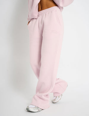 Kaiia Studio Script Logo Wide Leg Joggers Pink Chai