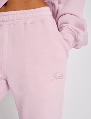 Kaiia Studio Script Logo Wide Leg Joggers Pink Chai